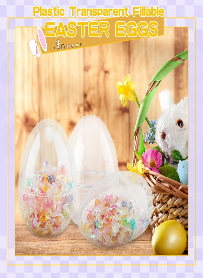 Restroma 10 Pcs 6 Inch Large Clear Plastic Eggs Transparent Easter Eggs Fillable Big Plastic Egg for Easter Hunt Party Decoration - Image 3